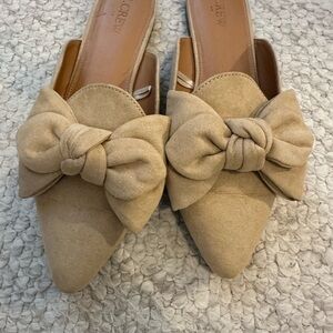 J. Crew Factory Tan Mules with Bow Detail